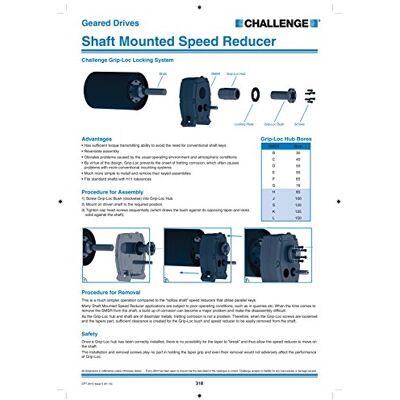 Challenge SMSR-H-GLB-75 axelmonterad hastighetsreducerare, storlek H, grepp-lok bussning, 75 mm borr Challenge SMSR-H-GLB-75 axelmonterad hastighetsreducerare, storlek H, grepp-lok bussning, 75 mm borr