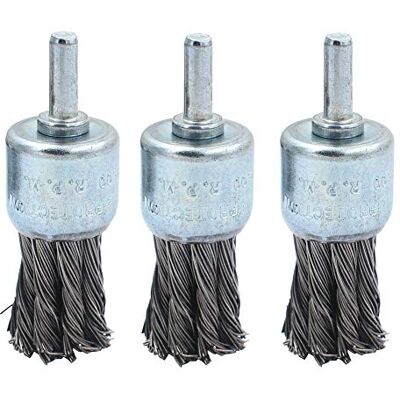 DGOL 3-pack 1 tum tvinnad tråd knut koppborste med 1/4 tum runt skaft för slipmaskin eller borr, tråddiameter 0,04 cm DGOL 3-pack 1 tum tvinnad tråd knut koppborste med 1/4 tum runt skaft för slipmaskin eller borr, tråddiameter 0,04 cm