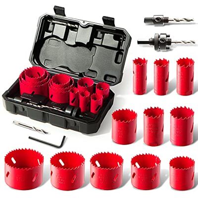 HYCHIKA BETTER TOOLS FOR BETTER LIFE HYCHIKA Bimetall hålsågssats, 17-delad hålborr Ø20mm-68mm, maximalt skärdjup 40mm, idealisk för borrning av mjuk metall, trä, PVC-paneler och plastpaneler HYCHIKA BETTER TOOLS FOR BETTER LIFE HYCHIKA Bimetall hålsågssats, 17-delad hålborr Ø20mm-68mm, maximalt skärdjup 40mm, idealisk för borrning av mjuk metall, trä, PVC-paneler och plastpaneler