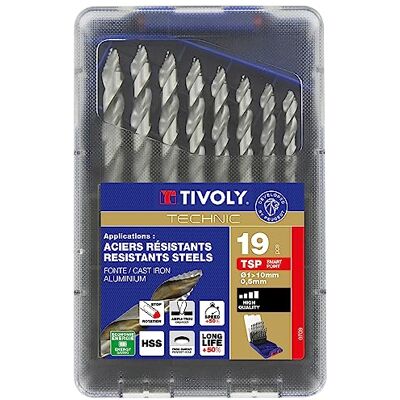 Tivoly 11457070015 set med 19 TSP HSS metallborr slipad Smart Point slipning Ø 1 till 10 mm Tivoly 11457070015 set med 19 TSP HSS metallborr slipad Smart Point slipning Ø 1 till 10 mm
