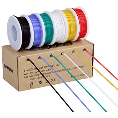 TUOFENG Elektrisk tråd, krok upp trådsats flexibel silikontråd (6 olika färgade 4-20 meter spolar) 600 V trådad tråd, hög temperaturbeständighet TUOFENG Elektrisk tråd, krok upp trådsats flexibel silikontråd (6 olika färgade 4-20 meter spolar) 600 V trådad tråd, hög temperaturbeständighet