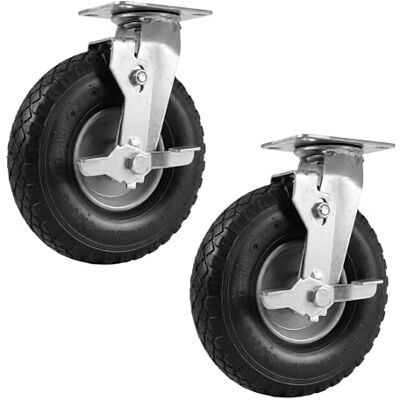 Relaxdays svängbara hjul med broms, 2-pack, 3,00–4, 120 kg, svart/silver luftfyllda, gummi/stål Relaxdays svängbara hjul med broms, 2-pack, 3,00–4, 120 kg, svart/silver luftfyllda, gummi/stål
