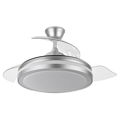 Eden Fläkt DC 72W, 6120lm, silverfärg, 110º, 3 blad, 3000-4000-6000K, fjärrkontroll, timer, minne, idealisk för luftkonditionering och komfort. Eden Fläkt DC 72W, 6120lm, silverfärg, 110º, 3 blad, 3000-4000-6000K, fjärrkontroll, timer, minne, idealisk för luftkonditionering och komfort.