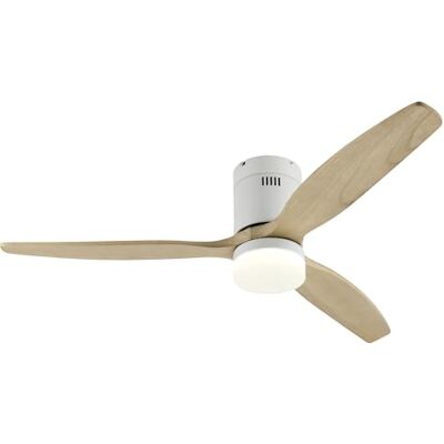 CORBERO Corberó Takfläkt med LED-ljus 132 cm CVTGHC4 tyst 6 hastigheter nordisk design timer fjärrkontroll sommar vinterläge ljust träblad CORBERO Corberó Takfläkt med LED-ljus 132 cm CVTGHC4 tyst 6 hastigheter nordisk design timer fjärrkontroll sommar vinterläge ljust träblad
