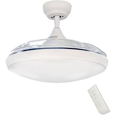 CristalRecord Fläkt med vitt LED-ljus och fällbara blad för höga och låga Nuba-tak CristalRecord Fläkt med vitt LED-ljus och fällbara blad för höga och låga Nuba-tak