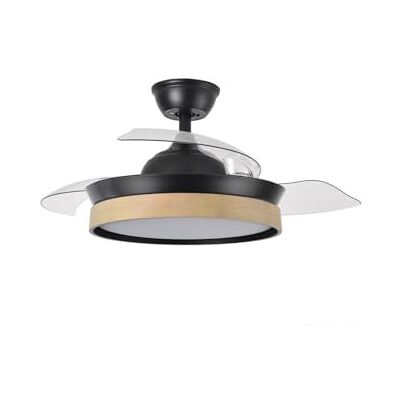Eden DC utfällbar fläkt 72W, 6120 lm, 91D, 3 blad, 3000-4000-6000K, fjärrkontroll, timer, minne, idealisk för kylning och miljö. Eden DC utfällbar fläkt 72W, 6120 lm, 91D, 3 blad, 3000-4000-6000K, fjärrkontroll, timer, minne, idealisk för kylning och miljö.