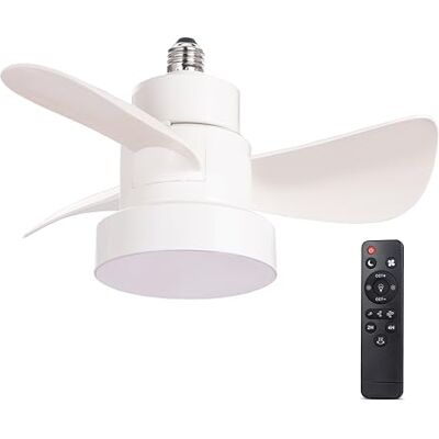 Wonderlamp Debu LED-bladlampa vit E27-uttag, fläkt 3 CCT glödlampa, dimbar 15 W, tyst Wonderlamp Debu LED-bladlampa vit E27-uttag, fläkt 3 CCT glödlampa, dimbar 15 W, tyst