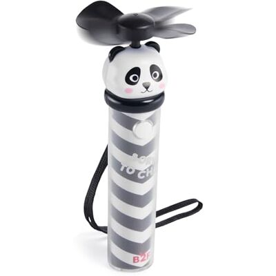 Back2Fun Bärbar handhållen minifläkt med 3 hastigheter, uppladdningsbart USB-C-batteri med upp till 2 timmars batteritid, säkra blad och tyghandtag för upphängning, storlek Ø22 x 130 mm, pandadesign Back2Fun Bärbar handhållen minifläkt med 3 hastigheter, uppladdningsbart USB-C-batteri med upp till 2 timmars batteritid, säkra blad och tyghandtag för upphängning, storlek Ø22 x 130 mm, pandadesign