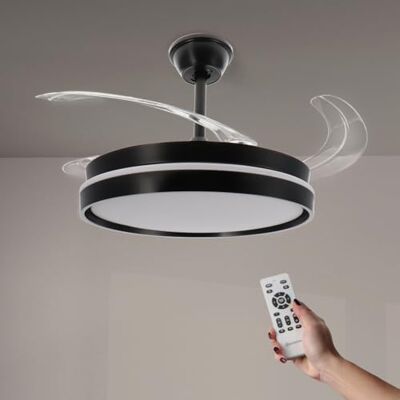 M mimotec M Ledme Takfläkt med svart Afar LED-ljus, fjärrkontroll, DC-motor, 6 hastigheter, tyst, infällbara blad, sommar-vinterfunktion, timer, CCT M mimotec M Ledme Takfläkt med svart Afar LED-ljus, fjärrkontroll, DC-motor, 6 hastigheter, tyst, infällbara blad, sommar-vinterfunktion, timer, CCT