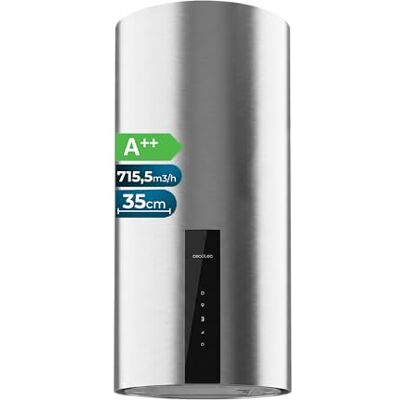 Cecotec Rund vägghuva 35 cm Bolero Flux DRT 358000 Inox A++. Sug 715 m³/h, 2 hastigheter + boosterfunktion, kolfilter, klass A++, pekkontroll Cecotec Rund vägghuva 35 cm Bolero Flux DRT 358000 Inox A++. Sug 715 m³/h, 2 hastigheter + boosterfunktion, kolfilter, klass A++, pekkontroll