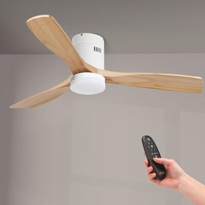 M mimotec Vit energi Mdf, LED-takfläkt, fjärrkontroll, DC 50 W motor + 18 W LED-ljus, 6 hastigheter, tyst, 3 blad av naturligt trä, 132 cm, sommar-vinterfunktion, timer M mimotec Vit energi Mdf, LED-takfläkt, fjärrkontroll, DC 50 W motor + 18 W LED-ljus, 6 hastigheter, tyst, 3 blad av naturligt trä, 132 cm, sommar-vinterfunktion, timer