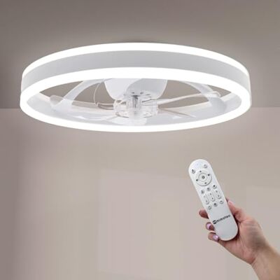 M mimotec Takfläkt med LED-ljus Verona 36W vit och fjärrkontroll, DC-motor, 6-växlad takfläkt, takstil, sommar-/vinterfunktion, timer, med APP M mimotec Takfläkt med LED-ljus Verona 36W vit och fjärrkontroll, DC-motor, 6-växlad takfläkt, takstil, sommar-/vinterfunktion, timer, med APP