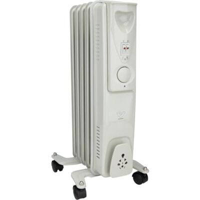 Voltman Mobil oljevärmare 1 000 W, justerbar termostat, 3 till 5 värmenivåer, integrerade hjul, tyst, perfekt för vardagsrum, vit Voltman Mobil oljevärmare 1 000 W, justerbar termostat, 3 till 5 värmenivåer, integrerade hjul, tyst, perfekt för vardagsrum, vit