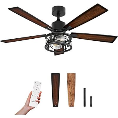 Consciot Ceiling Fan With Lights, 52 Inch Farmhouse Indoor Ceiling Fan With Remote, Quiet Reversible DC Motor, 5 Double Finish Wood Blades, Easy Dual Mount, Support Dimmable 2*E26 Bulbs(not included) Consciot Ceiling Fan With Lights, 52 Inch Farmhouse Indoor Ceiling Fan With Remote, Quiet Reversible DC Motor, 5 Double Finish Wood Blades, Easy Dual Mount, Support Dimmable 2*E26 Bulbs(not included)