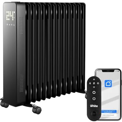 Brigros Vit 13 element elektrisk oljeradiator. Elektrisk spis 240 V. Fjärrkontroll ingår, pekfunktion. Upplyst LED-skärm. Elektrisk värmare med hjul Brigros Vit 13 element elektrisk oljeradiator. Elektrisk spis 240 V. Fjärrkontroll ingår, pekfunktion. Upplyst LED-skärm. Elektrisk värmare med hjul