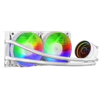 VoltShine MLONE240W kylning med vit RGB-fläkt, 240 mm, hög prestanda och tyst, perfekt för att hålla optimala temperaturer på datorn. VoltShine MLONE240W kylning med vit RGB-fläkt, 240 mm, hög prestanda och tyst, perfekt för att hålla optimala temperaturer på datorn.