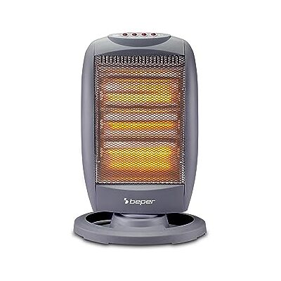 BEPER P203PAN011 Halogen Radiant Panel, 400/800/1200W, 3 Heating Elements, 3 Power Levels, Automatic Horizontal Oscillation, ECO Function and Auto Power Off, Grey BEPER P203PAN011 Halogen Radiant Panel, 400/800/1200W, 3 Heating Elements, 3 Power Levels, Automatic Horizontal Oscillation, ECO Function and Auto Power Off, Grey