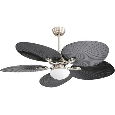 Eden Nickel och svart fläkt 24W 2950lm, 5 blad, 6 hastigheter, kontroll, minne, 36/48,5 x 132 x 132 cm Eden Nickel och svart fläkt 24W 2950lm, 5 blad, 6 hastigheter, kontroll, minne, 36/48,5 x 132 x 132 cm