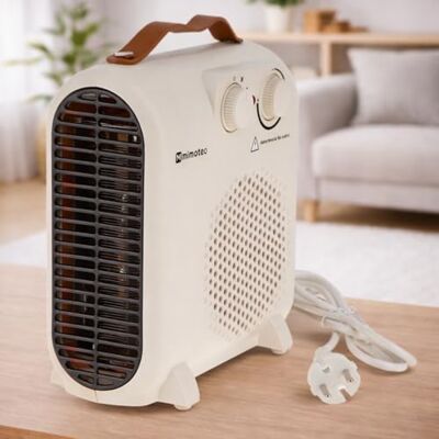M mimotec Vit trasig kompakt elektrisk värmare, 2 000 W, 3 nivåer (blåsare/låg/hög), justerbar termostat, IP20, tyst < 53 dB, överhettningsskydd M mimotec Vit trasig kompakt elektrisk värmare, 2 000 W, 3 nivåer (blåsare/låg/hög), justerbar termostat, IP20, tyst < 53 dB, överhettningsskydd