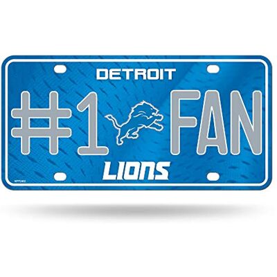 Rico Industries NFL Detroit Lions #1 Fan Metal License Plate Tag Rico Industries NFL Detroit Lions #1 Fan Metal License Plate Tag