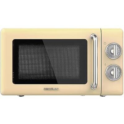 Cecotec Mikrovågsugnar 20L Proclean 3010 Retro Yellow. 700 W på 6 nivåer, timer upp till 30 minuter, avfrostningsläge, vintage design i gult, stålfinish Cecotec Mikrovågsugnar 20L Proclean 3010 Retro Yellow. 700 W på 6 nivåer, timer upp till 30 minuter, avfrostningsläge, vintage design i gult, stålfinish