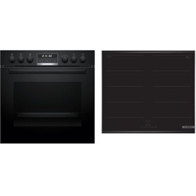 Bosch HND677LS62 inbyggd spis, set bestående av HEG578BB4 spis, 60 x 60 cm, Air Fry, 3D varmluft, hydrolys och pyrolys självrengörande & NVQ645CB6E induktionshäll, Combi Zone, ram i rostfritt stål Bosch HND677LS62 inbyggd spis, set bestående av HEG578BB4 spis, 60 x 60 cm, Air Fry, 3D varmluft, hydrolys och pyrolys självrengörande & NVQ645CB6E induktionshäll, Combi Zone, ram i rostfritt stål
