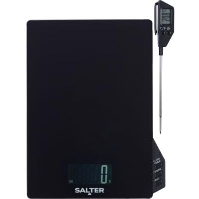Salter Termometer och skalset – inbyggd timer och klocka, avtagbar termometer-sond, vattenmätare för mätning av vätskor, Celsius/Fahrenheit, flera mätningar, LCD-skärm, upp till 5 kg, SA00617FEU12 Salter Termometer och skalset – inbyggd timer och klocka, avtagbar termometer-sond, vattenmätare för mätning av vätskor, Celsius/Fahrenheit, flera mätningar, LCD-skärm, upp till 5 kg, SA00617FEU12