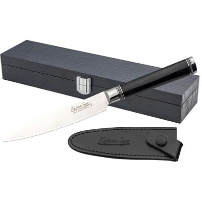 Katana Saya 12 cm universalkniv, 67 lager VG-10 damaskusstål, pakkawood-handtag Katana Saya 12 cm universalkniv, 67 lager VG-10 damaskusstål, pakkawood-handtag
