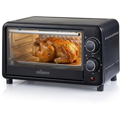 Nilson Life 9 l stationär ugn, kompakt, 800 W, mekanisk styrning, NHS1000N, justerbar termostat, maximal temperatur 230º, timer 60 min, inklusive emaljerad bricka och metallgaller Nilson Life 9 l stationär ugn, kompakt, 800 W, mekanisk styrning, NHS1000N, justerbar termostat, maximal temperatur 230º, timer 60 min, inklusive emaljerad bricka och metallgaller