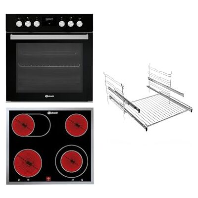 Bauknecht HEKO 566 PYRO BLACK/inbyggd spis med display och pyrolys (65 l)/varmluftsspis/pyrolys-rengöringssystem/glaskeramisk hällning (60 cm)/platt ram av rostfritt stål/4 kokzoner/energireglerad Bauknecht HEKO 566 PYRO BLACK/inbyggd spis med display och pyrolys (65 l)/varmluftsspis/pyrolys-rengöringssystem/glaskeramisk hällning (60 cm)/platt ram av rostfritt stål/4 kokzoner/energireglerad