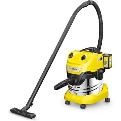 Kärcher Karcher WD 4-18 S Dual Battery Set, V-20/22, rostfritt stålbehållare: 20 l, rör: 2,2 m, blåsfunktion, golv- och sprickavlopp, fleecefilter Kärcher Karcher WD 4-18 S Dual Battery Set, V-20/22, rostfritt stålbehållare: 20 l, rör: 2,2 m, blåsfunktion, golv- och sprickavlopp, fleecefilter