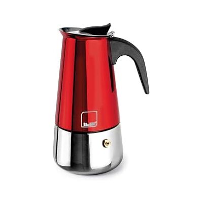 IBILI Moca Rosso espressomaskin, 4 koppar, 185 ml, rostfritt stål, lämplig för induktion IBILI Moca Rosso espressomaskin, 4 koppar, 185 ml, rostfritt stål, lämplig för induktion