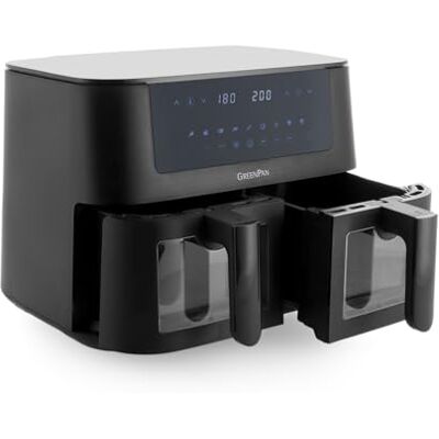 GreenPan Bistro Airfryer XL 11in1,2 oljefria fritöskorgar (2 x 4L), PFAS-fri keramik, non-stick, snabb uppvärmning, multifunktionella förinställningar, automatisk avstängning, LED-display, svart GreenPan Bistro Airfryer XL 11in1,2 oljefria fritöskorgar (2 x 4L), PFAS-fri keramik, non-stick, snabb uppvärmning, multifunktionella förinställningar, automatisk avstängning, LED-display, svart