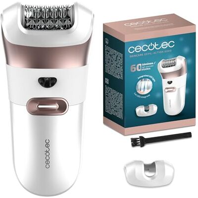 Cecotec Elektrisk startepilator med tillbehör för känsliga områden SkinCare Depil-Action 6000. 60 ark, LED-ljus, drifttid 60 minuter, IPX5-klassificering, ergonomisk design, LED-indikator Cecotec Elektrisk startepilator med tillbehör för känsliga områden SkinCare Depil-Action 6000. 60 ark, LED-ljus, drifttid 60 minuter, IPX5-klassificering, ergonomisk design, LED-indikator