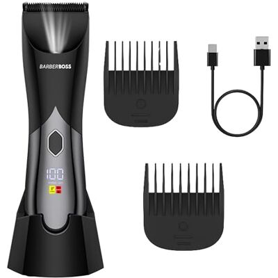 BARBERBOSS Intim trimmer, trådlös kroppsgroomer, vattentät elektrisk hårtrimmer, justerbara längdinställningar för helkroppsvård, elektrisk klippare för män BARBERBOSS Intim trimmer, trådlös kroppsgroomer, vattentät elektrisk hårtrimmer, justerbara längdinställningar för helkroppsvård, elektrisk klippare för män