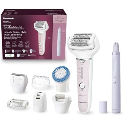 Panasonic ES-EYL9-P503 Våt & torr sladdlös epilator för ögonbryn/ansiktshår för kvinnor, borttagning av kort hår, 3 hastighetsinställningar, fotvårds- och bikinitrimmer tillbehör, vit/ljuslila Panasonic ES-EYL9-P503 Våt & torr sladdlös epilator för ögonbryn/ansiktshår för kvinnor, borttagning av kort hår, 3 hastighetsinställningar, fotvårds- och bikinitrimmer tillbehör, vit/ljuslila