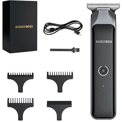 BARBERBOSS laddningsbar skäggklippare för män – sladdlös skäggtrimmer, precisionsklippningsverktyg, herrklippningsset med 3 styrkammar – komplett groomingkit BARBERBOSS laddningsbar skäggklippare för män – sladdlös skäggtrimmer, precisionsklippningsverktyg, herrklippningsset med 3 styrkammar – komplett groomingkit