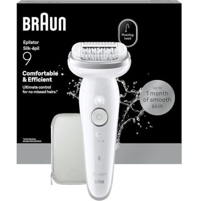Braun Silk·épil 9, epilator med rörligt huvud för enkel hårborttagning, våt och torr hårborttagning, slät hud, 9-000, silver Braun Silk·épil 9, epilator med rörligt huvud för enkel hårborttagning, våt och torr hårborttagning, slät hud, 9-000, silver