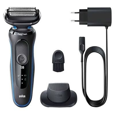 Braun Series 5 51-B1200s Rakapparat För Män Med Easyclick Precisionstrimmertillbehör, Easyclean, Wet & Dry, Laddningsbar, Sladdlös Elektrisk Rakapparat Med Skärblad, Blå Braun Series 5 51-B1200s Rakapparat För Män Med Easyclick Precisionstrimmertillbehör, Easyclean, Wet & Dry, Laddningsbar, Sladdlös Elektrisk Rakapparat Med Skärblad, Blå