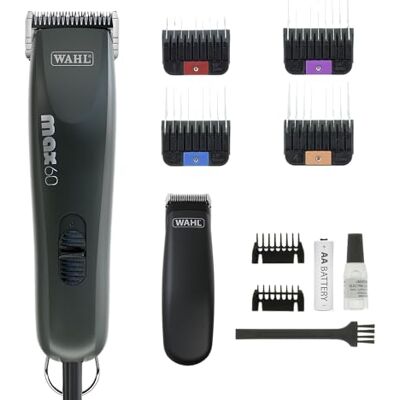 Wahl Animal Hair Clipper Kit med Max 60 Clipper + Pocket Pro trimmaskin Klippmaskin och trimmer för djur, djurvårdsverktyg, alla pälsar, höga hastighetsinställningar, låg vibration, lätt, svart Wahl Animal Hair Clipper Kit med Max 60 Clipper + Pocket Pro trimmaskin Klippmaskin och trimmer för djur, djurvårdsverktyg, alla pälsar, höga hastighetsinställningar, låg vibration, lätt, svart