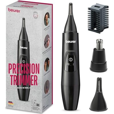 Beurer MN2X Precisionstrimmer, batteridriven hårtrimmer, 3 högkvalitativa tillbehör, trimmer för att forma och trimma näs-, öron- och ögonbrynshår, Vattentät Beurer MN2X Precisionstrimmer, batteridriven hårtrimmer, 3 högkvalitativa tillbehör, trimmer för att forma och trimma näs-, öron- och ögonbrynshår, Vattentät
