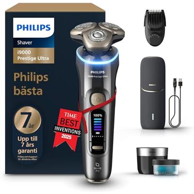 Philips Shaver i9000 Prestige Ultra, elektrisk rakapparat för vått och torrt, med Skin IQ Pro-teknik, Triple Lift & Cut-system, 360 roterande NanoTech-precisionsblad, 5 rakningslägen, modell XP9402/46 Philips Shaver i9000 Prestige Ultra, elektrisk rakapparat för vått och torrt, med Skin IQ Pro-teknik, Triple Lift & Cut-system, 360 roterande NanoTech-precisionsblad, 5 rakningslägen, modell XP9402/46