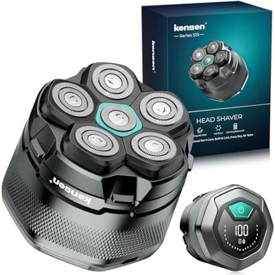 kensen Kit Huvudrakapparat för Män, Rakapparat för Huvud med Reservhuvud, 6D Rakhuvuden för Skalliga, Torr- och Våt Rakning, LED-display, 160 min Användning, IPX6 Vattentät kensen Kit Huvudrakapparat för Män, Rakapparat för Huvud med Reservhuvud, 6D Rakhuvuden för Skalliga, Torr- och Våt Rakning, LED-display, 160 min Användning, IPX6 Vattentät