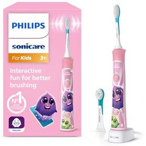Philips Sonicare For Kids, sonisk eltandborste med app, för barn som är 3+ år, med SmarTimer och QuadPacer för en noggrann rengöring, rosa, modell HX6352/42 Philips Sonicare For Kids, sonisk eltandborste med app, för barn som är 3+ år, med SmarTimer och QuadPacer för en noggrann rengöring, rosa, modell HX6352/42