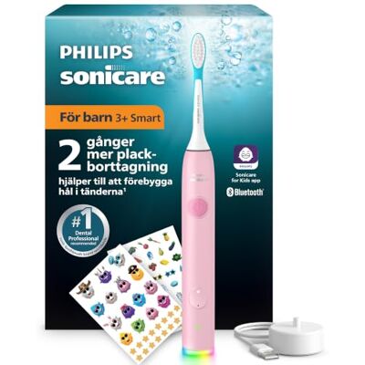 Philips Sonicare for Kids smart eltandborste – sonisk tandborste med app, för barn 3+ år, två skonsamma lägen, 2-minuters ljus- och ljudtimer, två borsthuvuden (standard och mini), rosa, HX6600/11 Philips Sonicare for Kids smart eltandborste – sonisk tandborste med app, för barn 3+ år, två skonsamma lägen, 2-minuters ljus- och ljudtimer, två borsthuvuden (standard och mini), rosa, HX6600/11