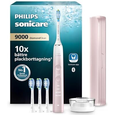 Philips Sonicare DiamondClean 9000 elektrisk tandborste, specialutgåva, sonisk tandborste med app, trycksensor, 4 borstlägen, 3 intensitetsnivåer, laddningsställ, rosa, modell HX9911/79 Philips Sonicare DiamondClean 9000 elektrisk tandborste, specialutgåva, sonisk tandborste med app, trycksensor, 4 borstlägen, 3 intensitetsnivåer, laddningsställ, rosa, modell HX9911/79