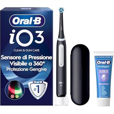 Oral-B Uppladdningsbar elektrisk tandborste iO 3 svart, 1 elektrisk tandborste, 1 ersättningsborste, resefodral + tandkräm Pro-expert, mild blekning, tandrengöring Oral-B Uppladdningsbar elektrisk tandborste iO 3 svart, 1 elektrisk tandborste, 1 ersättningsborste, resefodral + tandkräm Pro-expert, mild blekning, tandrengöring