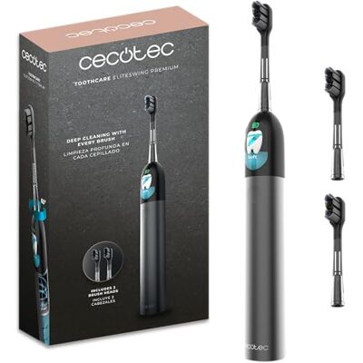 Cecotec Sonic elektrisk tandborste med 60° oscillation och ToothCare EliteSwing Premium display. 3 lägen, 30 dagars drifttid, trycksensor, laddningsbas och 2 ersättningshuvuden, IPX7 Cecotec Sonic elektrisk tandborste med 60° oscillation och ToothCare EliteSwing Premium display. 3 lägen, 30 dagars drifttid, trycksensor, laddningsbas och 2 ersättningshuvuden, IPX7