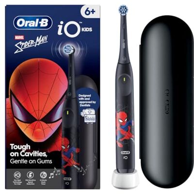 Oral-B IO Kids Elektrisk tandborste, Spider-Man, Svart 3 mjuka borstlägen för 6-åriga barn, musikalisk timer, reservrund spets, fodral Oral-B IO Kids Elektrisk tandborste, Spider-Man, Svart 3 mjuka borstlägen för 6-åriga barn, musikalisk timer, reservrund spets, fodral