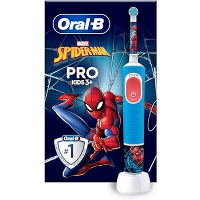 Oral-B Pro Kids eltandborste, 1 handtag med Marvel Spider-Man, 1 borsthuvud, Designed By Braun, Från 3 år Oral-B Pro Kids eltandborste, 1 handtag med Marvel Spider-Man, 1 borsthuvud, Designed By Braun, Från 3 år